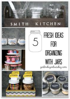 
                    
                        Organizing with Glass Jars and Mason Jars from yesterdayontuesda... #masonjars #organizing
                    
                