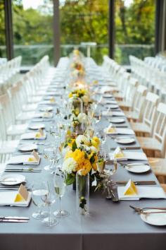 
                    
                        Yellow and gray wedding table: www.stylemepretty... | Photography: A Brit & A Blonde - abritandablonde.com/
                    
                