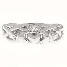 
                    
                        Irish Claddagh Wedding Band Set In White Gold For by gemologica
                    
                