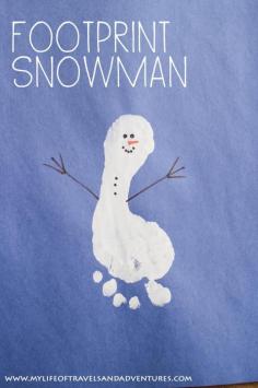 
                    
                        Foot Print Snowman - Easy Toddler + Kids Craft.
                    
                