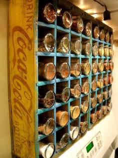 
                    
                        7 Ways to Repurpose Old Soda Crates • Great Ideas and Tutorials! Including, from '9 red', this cool and clever spice rack.
                    
                