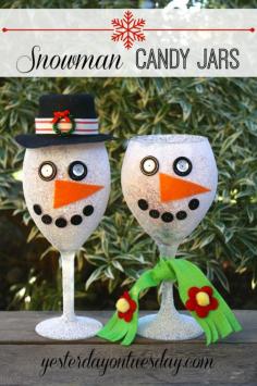 
                    
                        Transform a wine class into a charming Snowman Candy Jar. A quick and festive Christmas Gift from yesterdayontuesda....
                    
                