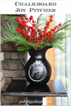 
                    
                        Recycle a unused pitcher into a beautiful chalkboard pitcher you can customize for Christmas decor or any occasion from yesterdayontuesda...
                    
                