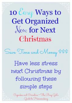 
                    
                        10 Easy Ways to Get Organized Now for Next Christmas via Cupcakes and Crinoline
                    
                