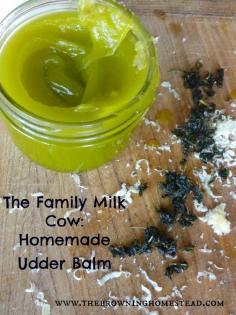 
                    
                        Homeamde udder balm for your cows or goats using herb infused oils from the homestead!
                    
                