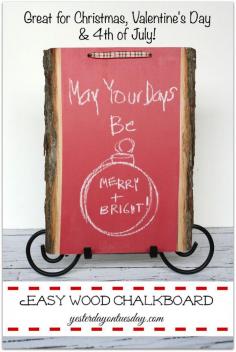 
                    
                        Make an Easy Wood Chalkboard perfect for holidays including Christmas, Valentine's Day and Fourth of July
                    
                