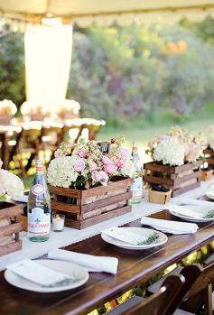 
                    
                        Brides.com: 13 Creative Ideas for a Winery Wedding. For table decor, fill wine crates with flowers.  See more wedding centerpiece ideas.
                    
                