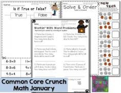 
                    
                        January MATH Common Core Crunch - New Years, Winter and Martin Luther King, Jr themes for morning work, assessment, homework, sub tub....
                    
                