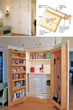 
                    
                        10 Awesome Ideas for Tiny Laundry Spaces • Lots of Ideas and Tutorials! Including, from 'fine homebuilding', they show you how to create a laundry room from a closet.
                    
                