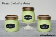 
                    
                        Upgrade plain Mason Jars to Faux Jadeite Jars for storage from yesterdayontuesda... #masonjars #storage #jadeite #jadite
                    
                