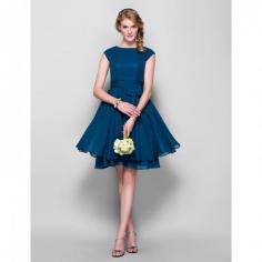 
                    
                        A-line/Princess Jewel Knee-length Chiffon Bridesmaid Dress
                    
                