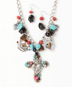 
                    
                        Blazin Roxx Silver & Gemstone Cross Charm Pendant Necklace & Drop Earrings | zulily
                    
                