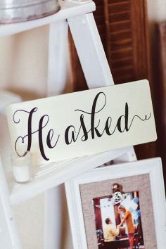 
                    
                        Show photos of how you got engaged at your wedding with a cute sign like this. #weddingsigns
                    
                