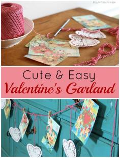 
                    
                        Easy to make DIY vintage Valentine garland for a romantic look for your Valentine's Day decor.
                    
                