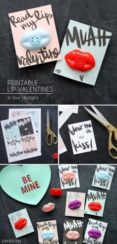 
                    
                        Free Printable Lip Valentines - just add a lip whistle or wax lips and you are ready to go! www.persialou.com
                    
                