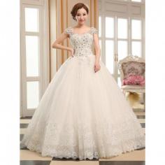 
                    
                        Ball Gown V-neck Floor-length Tulle Wedding Dress
                    
                