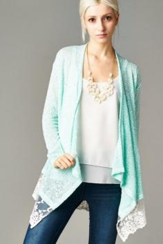 
                    
                        Gracie Cardigan in Mint, casual clothing, clothing options,
                    
                