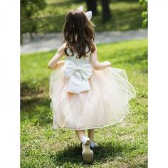 
                    
                        Ball Gown Halter Knee-length Satin Chiffon Flower Girl Dress With Bows
                    
                