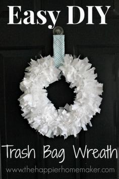 
                    
                        who knew this was a trash bag of all things???  diy trash bag wreath
                    
                