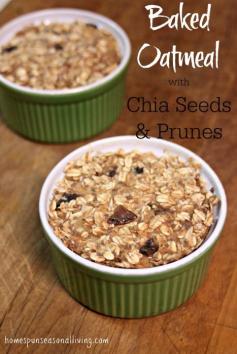 
                    
                        Lightly sweetened with maple syrup this baked oatmeal with chia seeds & prunes is sure to warm you up while also getting you off to a nutritious start to the day.
                    
                