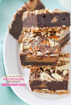 
                    
                        These Caramel Filled Peanut Butter Swirl Brownies with Pretzel Crust are the best brownies you'll ever eat!! Fudgy, rich, sweet and salty!!
                    
                