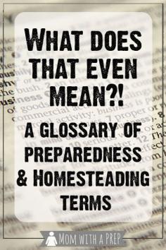 
                    
                        Mom with a PREP | What the Heck does that Even Mean!? Terms like SHTF, TEOTWAWKI, WROL, EMP, Self-Sufficiency and more get thrown around all the time, but do you know what they really mean?
                    
                