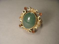 
                    
                        Fabulous Antique 14K Filigree Chinese Jade Seed Pearl Amethyst Ring - 11 Main
                    
                