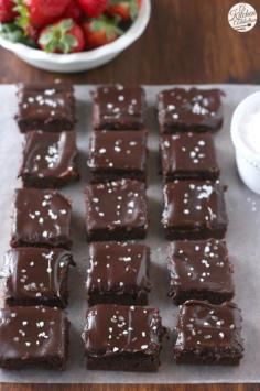 
                    
                        Fudgy Flourless Brownies with Sea Salt Ganache Recipe l www.a-kitchen-add...
                    
                