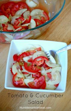 
                    
                        This Tomato & Cucumber Salad is so simple to make and so delicious, you'll be adding it to your weekly meal plan in no time! It is great as a side dish for a BBQ.
                    
                
