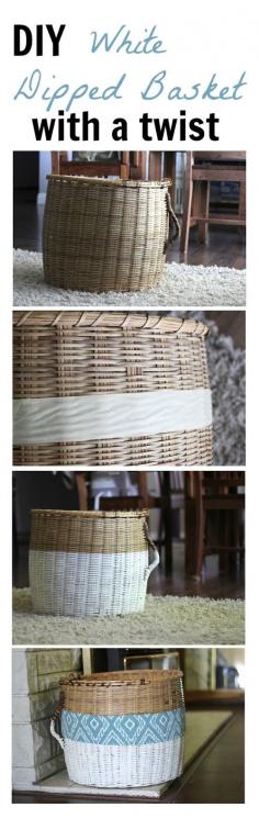 
                    
                        This white dipped basket has been a great addition for blanket storage in our living room.  I added a fun accent piece that is not only easy to make but can be changed throughout the year for different seasons or holidays!!
                    
                