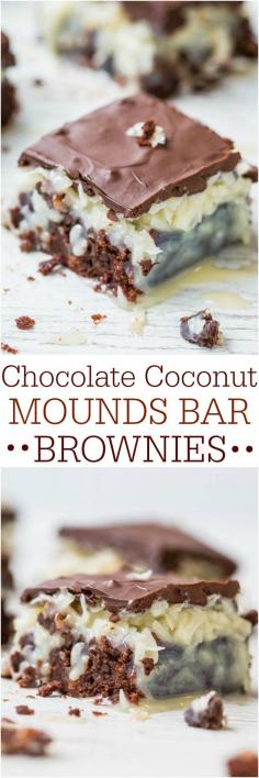 
                    
                        Chocolate Coconut Mounds Bar Brownies - Like eating a Mounds candy bar that's on top of rich, fudgy brownies!! Easy and oh so good!!
                    
                