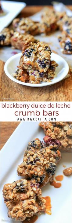 
                    
                        These Blackberry Dulce De Leche Crumb Bars were declared the best baked good my friends have ever tasted – these buttery, sweet bars are true winners! They have an oatmeal brown sugar crust and crumble with fresh blackberries and dulce de leche.
                    
                