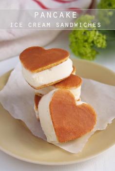 
                    
                        Pancake Ice Cream Sandwiches -- perfect for Valentine's Day Breakfast! Make the night before, and enjoy the next morning as a breakfast in bed!
                    
                
