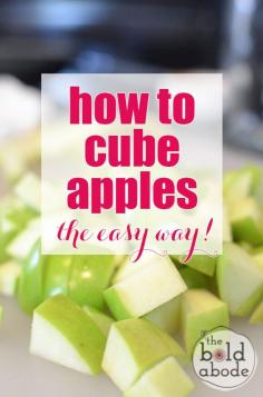 
                    
                        The Super Simple Way to cube Apples. So fast and easy for all those yummy fall Apple Recipes!
                    
                