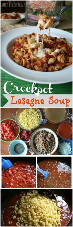 
                    
                        Crockpot Lasagna Soup - Best soup EVER! | FamilyFreshMeals.com
                    
                