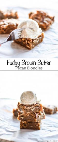 
                    
                        The perfect dessert: These Fudgy Brown Butter Pecan Blondies are the perfect sweet treat!  | www.cookingandbee...
                    
                