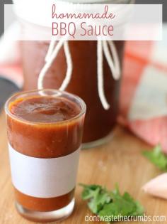 
                    
                        This simple, tangy, and delicious homemade bbq sauce goes with anything! Serve it with chicken, beef or pork. After you make this delicious recipe, you will NEVER buy store bought again! :: DontWastetheCrumb...
                    
                