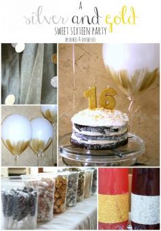 
                    
                        a silver and gold sweet sixteen party with lots of DIY details
                    
                