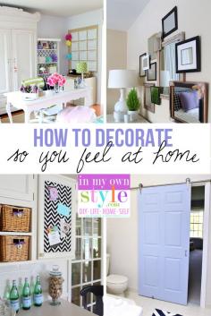 
                    
                        How to decorate your home - walls, furniture, paint, and fabric usually come to mind, but the list often times omits the most important factor- YOU and yo ...| In My Own Style
                    
                