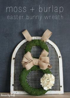 
                    
                        Burlap and Moss Easter Bunny Wreath - House by Hoff
                    
                