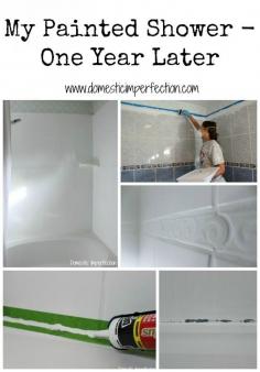 
                    
                        This woman painted her shower, here's how it's holding up after a year of use! (Also includes link to original tutorial.)
                    
                