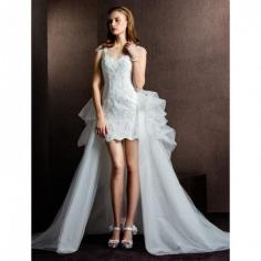 
                    
                        Sheath/Column Scoop Tulle Short/Mini Wedding Dress
                    
                