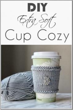 
                    
                        DIY Extra Soft Knitted Cup Cozy - I added my grandmother's vintage brooch for some bling and sparkle!
                    
                