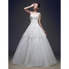 
                    
                        Ball Gown Jewel Floor-length Lace And Tulle Wedding Dress
                    
                