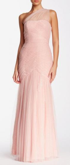 
                    
                        Monique Lhuillier | One Shoulder Ruched Gown
                    
                