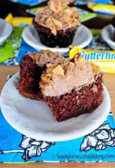 
                    
                        Chocolate Butterfinger Cupcakes - I declare these the best cupcakes on the planet! Everyone loves them! backforseconds.com #butterfinger #cupcakes #candy #chocolate
                    
                