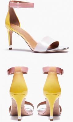 
                    
                        Cast in pretty sunset shades, these minimalist mid-heel sandals are perfect for a poolside party or cocktail hour.
                    
                