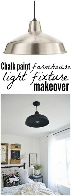 
                    
                        Chalk paint farmhouse light fixture - See where to find this farmhouse light fixture for less than $30 & how to easily customize it for your home!!
                    
                
