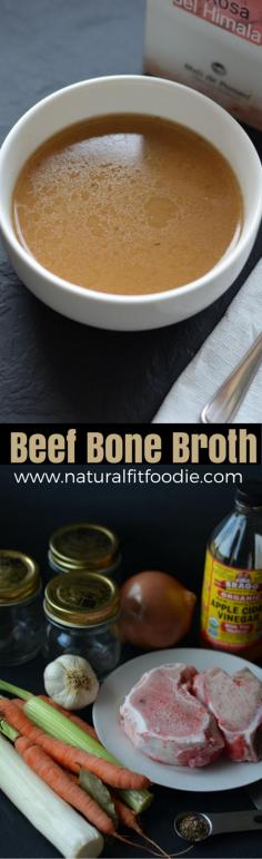 
                    
                        Healing Beef Bone Broth - www.naturalfitfoo... Bone broth is nutrient-dense, easy to digest and inexpensive to create at home so why not make your own?
                    
                