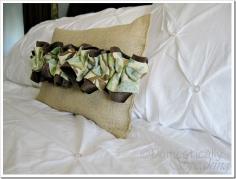 
                    
                        Love the combo of burlap and ruffled velvet and floral fabric!
                    
                